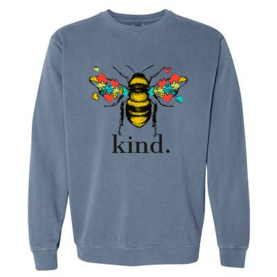 Autism Awareness Bee Kind Puzzle Pieces Garment-Dyed Sweatshirt