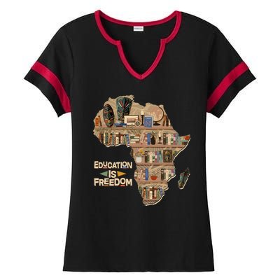 African American Black History Education Is Freedom Ladies Halftime Notch Neck Tee