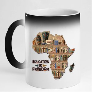 African American Black History Education Is Freedom 11oz Black Color Changing Mug