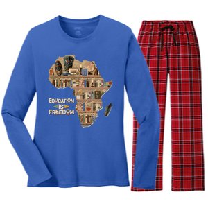 African American Black History Education Is Freedom Women's Long Sleeve Flannel Pajama Set 