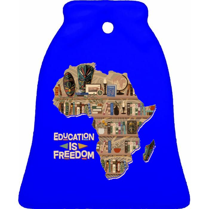 African American Black History Education Is Freedom Ceramic Bell Ornament