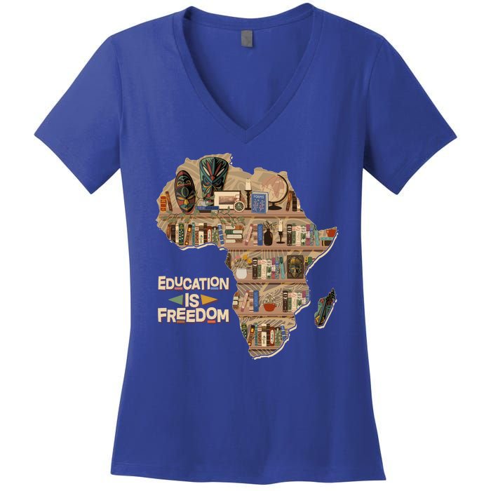 African American Black History Education Is Freedom Women's V-Neck T-Shirt