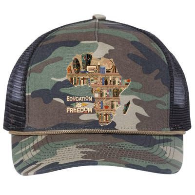 African American Black History Education Is Freedom Retro Rope Trucker Hat Cap