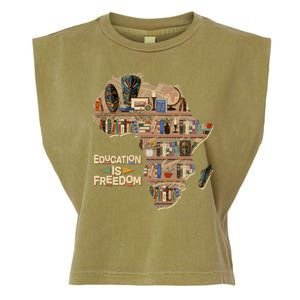 African American Black History Education Is Freedom Garment-Dyed Women's Muscle Tee