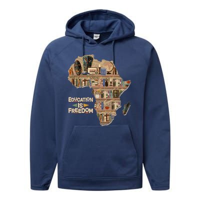 African American Black History Education Is Freedom Performance Fleece Hoodie