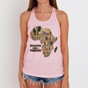 African American Black History Education Is Freedom Women's Knotted Racerback Tank