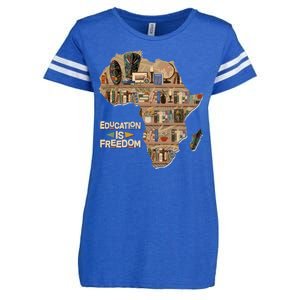 African American Black History Education Is Freedom Enza Ladies Jersey Football T-Shirt