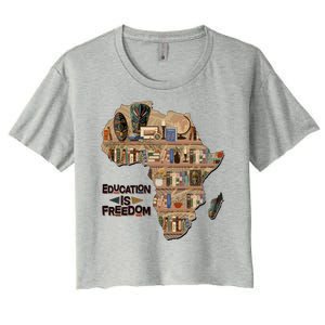 African American Black History Education Is Freedom Women's Crop Top Tee