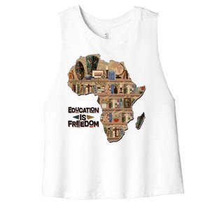 African American Black History Education Is Freedom Women's Racerback Cropped Tank