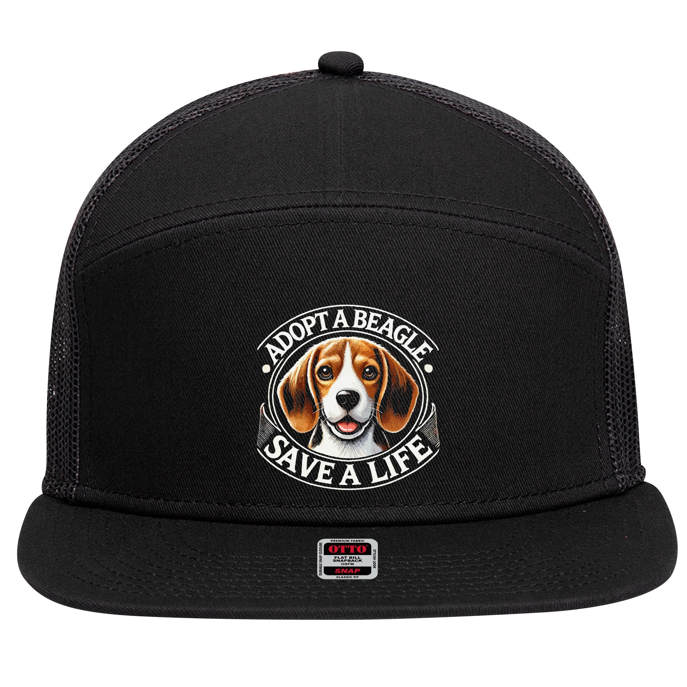 Adopt A Beagle Save A Life Advocating Adoption 7 Panel Mesh Trucker Snapback Hat