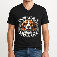 Adopt A Beagle Save A Life Advocating Adoption V-Neck T-Shirt