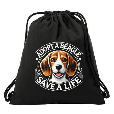Adopt A Beagle Save A Life Advocating Adoption Drawstring Bag