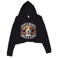 Adopt A Beagle Save A Life Advocating Adoption Crop Fleece Hoodie