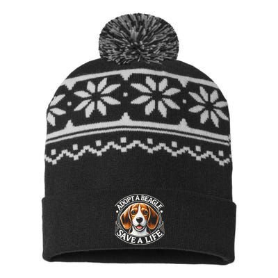 Adopt A Beagle Save A Life Advocating Adoption USA-Made Snowflake Beanie