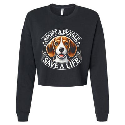 Adopt A Beagle Save A Life Advocating Adoption Cropped Pullover Crew