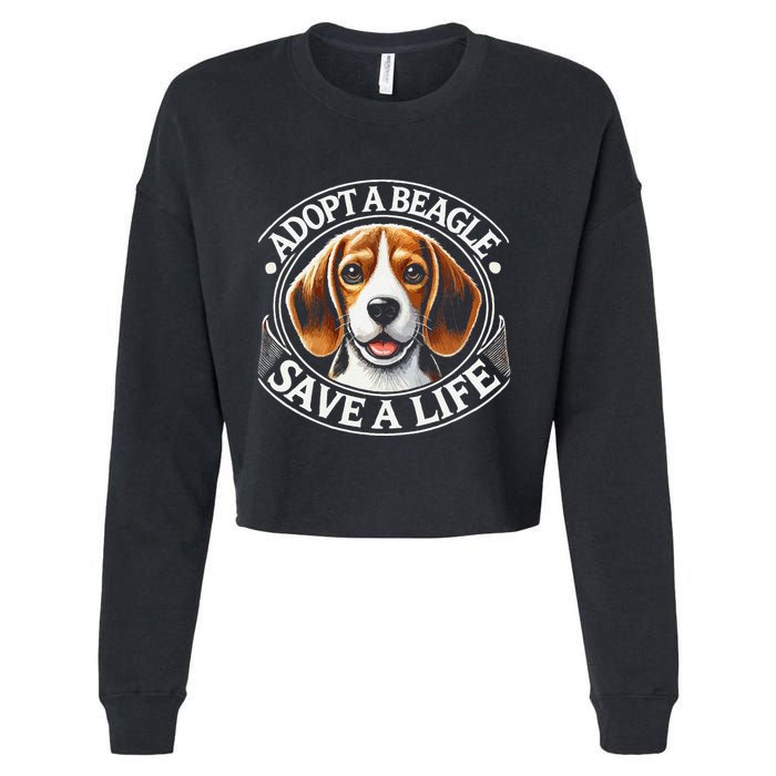 Adopt A Beagle Save A Life Advocating Adoption Cropped Pullover Crew
