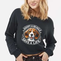 Adopt A Beagle Save A Life Advocating Adoption Cropped Pullover Crew