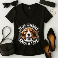 Adopt A Beagle Save A Life Advocating Adoption Women's V-Neck T-Shirt