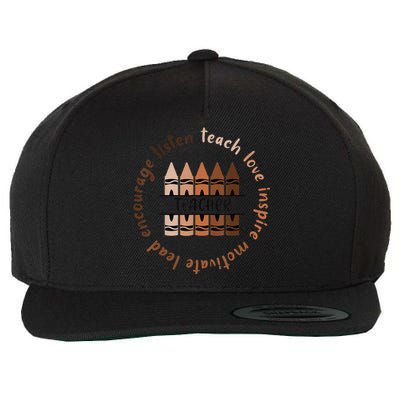 Afro African Black History Month Melanin Teacher Wool Snapback Cap