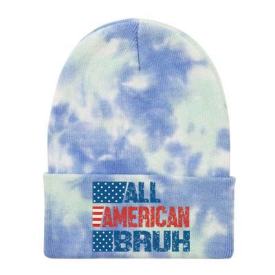 All American Bruh Vintage American People 4th Of July Tie Dye 12in Knit Beanie