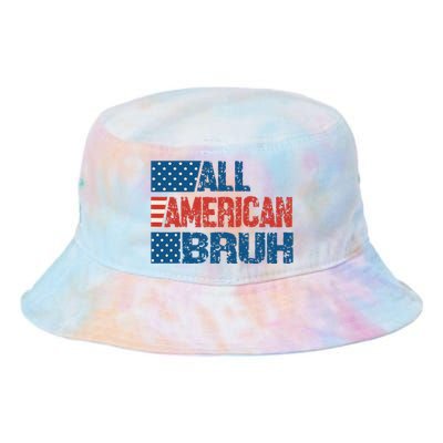 All American Bruh Vintage American People 4th Of July Tie Dye Newport Bucket Hat