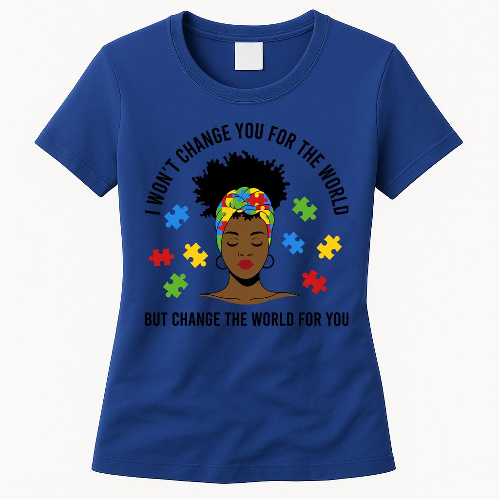 Autism Awareness Black Afro Mom Life Autistic Mother Gift Womens T-Shirt