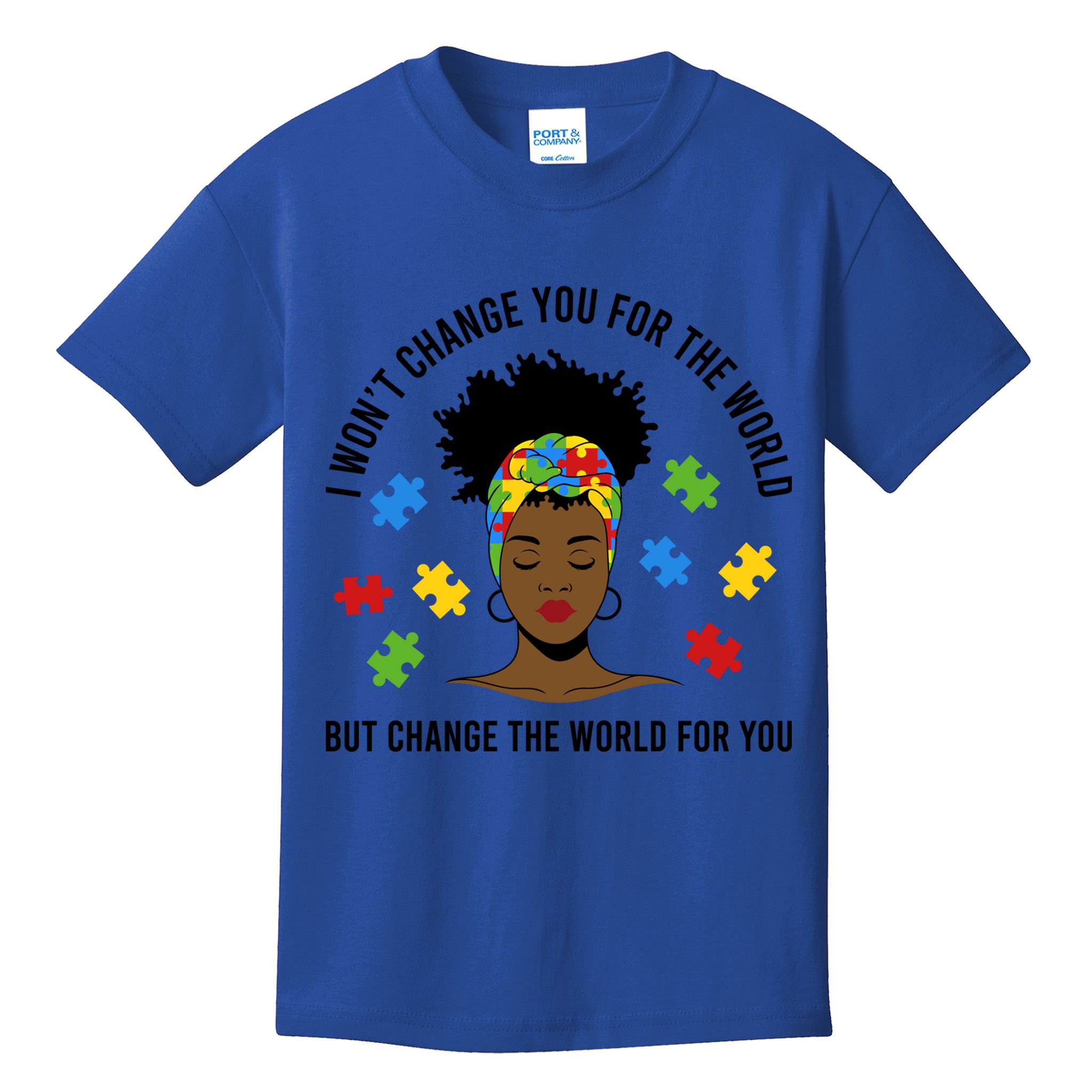 Autism Awareness Black Afro Mom Life Autistic Mother Gift Kids T-Shirt