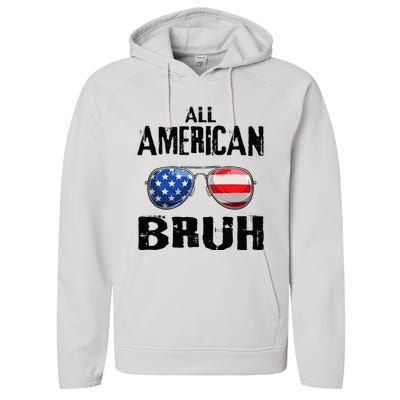 All American Bruh 4th Of July Boy Patriotic Performance Fleece Hoodie