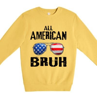 All American Bruh 4th Of July Boy Patriotic Premium Crewneck Sweatshirt