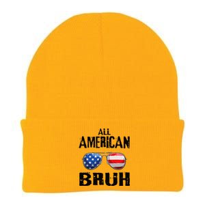 All American Bruh 4th Of July Boy Patriotic Knit Cap Winter Beanie