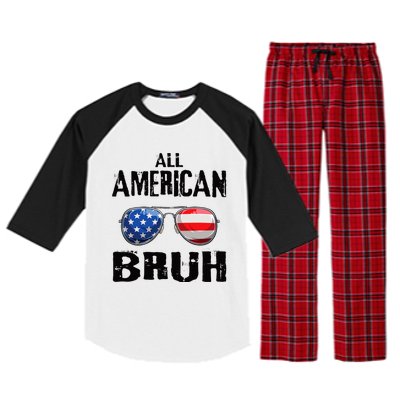 All American Bruh 4th Of July Boy Patriotic Raglan Sleeve Pajama Set