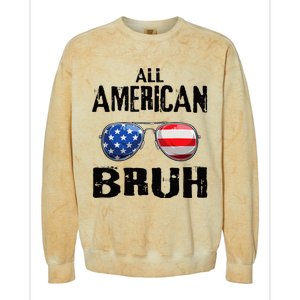 All American Bruh 4th Of July Boy Patriotic Colorblast Crewneck Sweatshirt