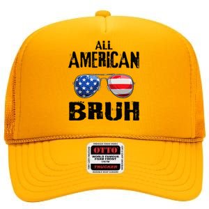 All American Bruh 4th Of July Boy Patriotic High Crown Mesh Back Trucker Hat