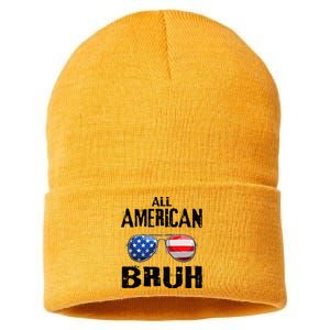 All American Bruh 4th Of July Boy Patriotic Sustainable Knit Beanie