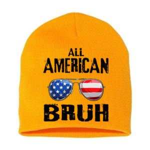 All American Bruh 4th Of July Boy Patriotic Short Acrylic Beanie