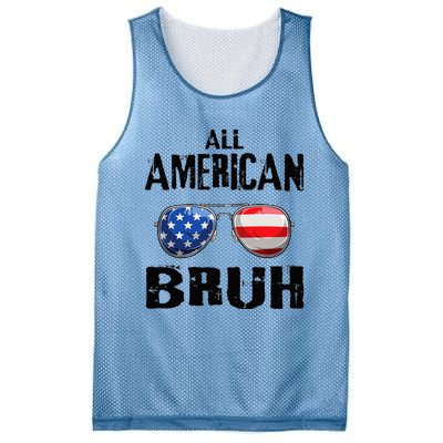 All American Bruh 4th Of July Boy Patriotic Mesh Reversible Basketball Jersey Tank