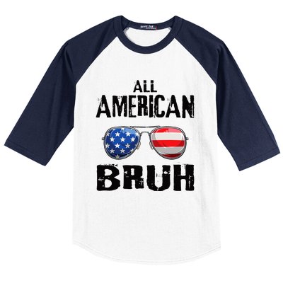 All American Bruh 4th Of July Boy Patriotic Baseball Sleeve Shirt