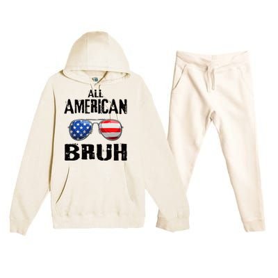 All American Bruh 4th Of July Boy Patriotic Premium Hooded Sweatsuit Set