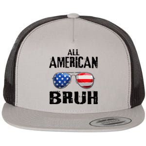 All American Bruh 4th Of July Boy Patriotic Flat Bill Trucker Hat