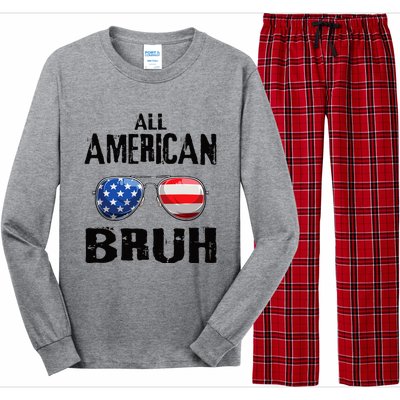 All American Bruh 4th Of July Boy Patriotic Long Sleeve Pajama Set