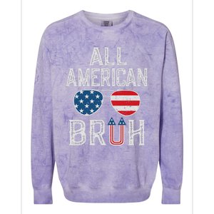 All American Bruh 4th Of July Boy Patriotic Colorblast Crewneck Sweatshirt