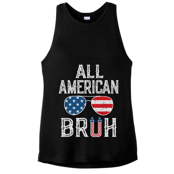 All American Bruh 4th Of July Boy Patriotic Ladies PosiCharge Tri-Blend Wicking Tank