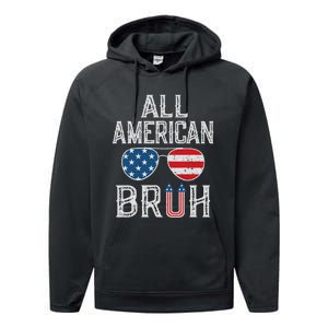 All American Bruh 4th Of July Boy Patriotic Performance Fleece Hoodie