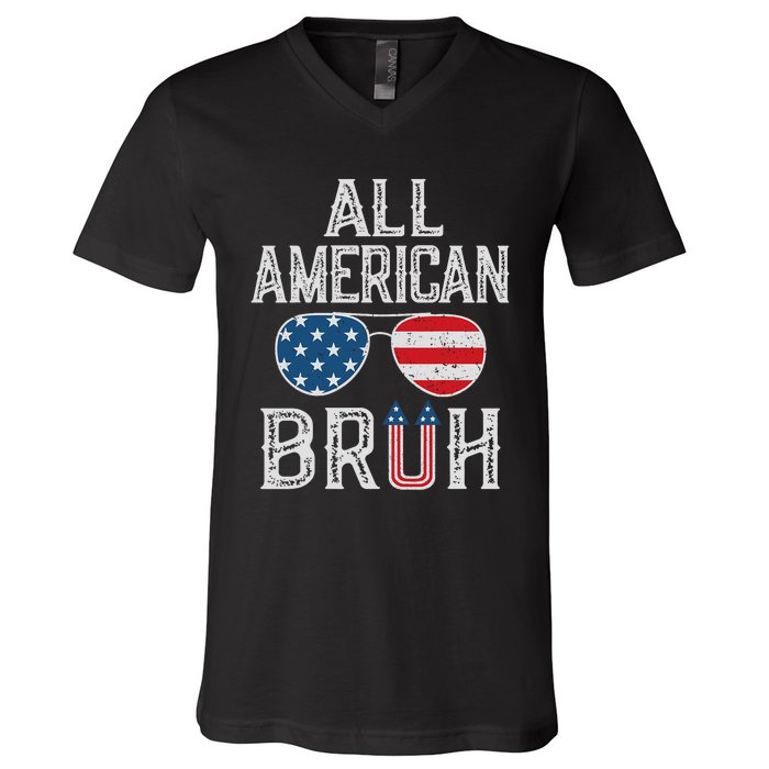 All American Bruh 4th Of July Boy Patriotic V-Neck T-Shirt