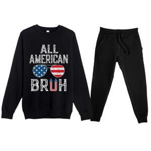 All American Bruh 4th Of July Boy Patriotic Premium Crewneck Sweatsuit Set