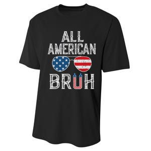 All American Bruh 4th Of July Boy Patriotic Performance Sprint T-Shirt