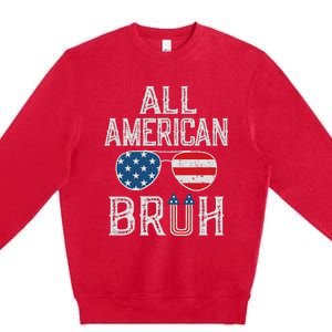 All American Bruh 4th Of July Boy Patriotic Premium Crewneck Sweatshirt