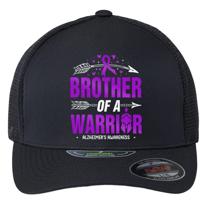 AlzheimerS Awareness Brother Of A Warrior Purple Ribbon Flexfit Unipanel Trucker Cap