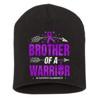 AlzheimerS Awareness Brother Of A Warrior Purple Ribbon Short Acrylic Beanie