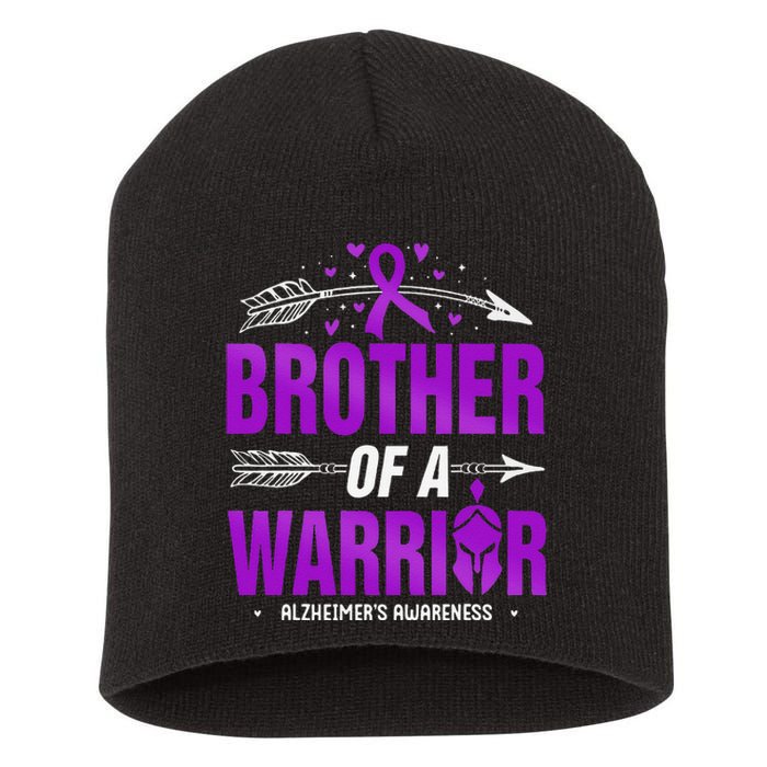 AlzheimerS Awareness Brother Of A Warrior Purple Ribbon Short Acrylic Beanie